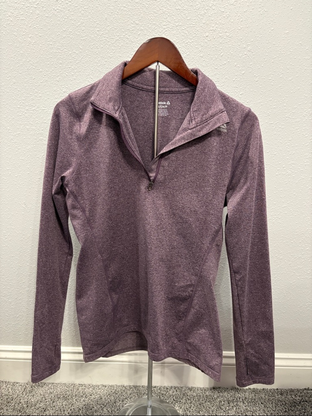 Reebok Purple Heather Quarter-Zip Pullover